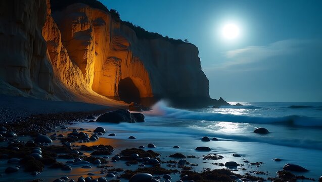 Mystical Beach at Night - Powered by Adobe