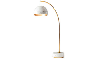Floor lamp with marble base and golden stem, luxury home style Transparent background, PNG