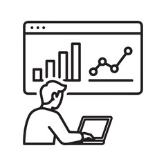 Business Analyst with Laptop and Growth Chart Presentation Icon