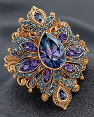 Baroque design gemstone jewelry brooch high resolution picture