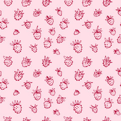 Pattern vector Strawberry berries line. Summer flowers and berries. Harvest, farm products.	