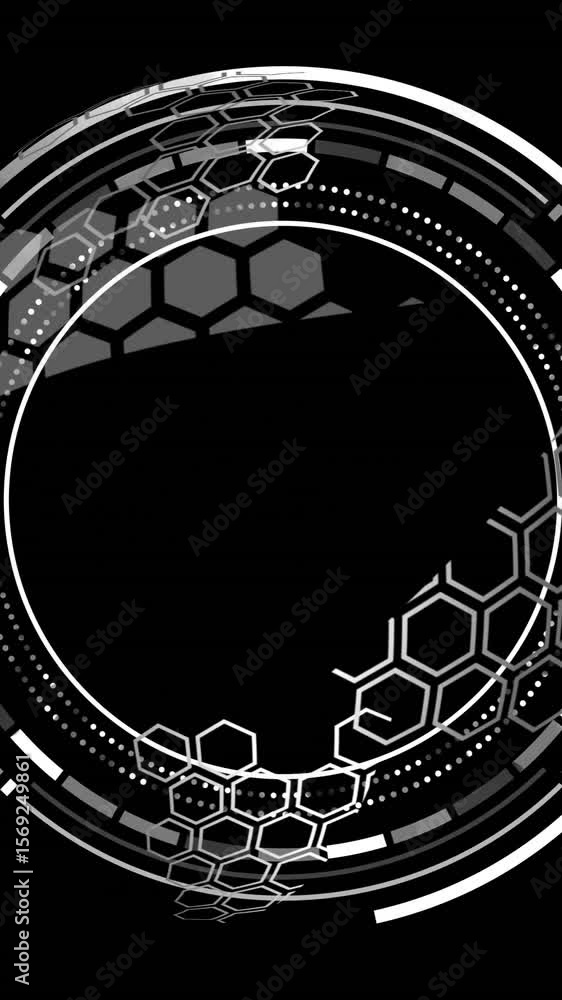 Poster animation of data processing and scope scanning over black background