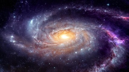 AI-generated glowing spiral galaxy swirling in deep space, rich with stars and color - Powered by Adobe