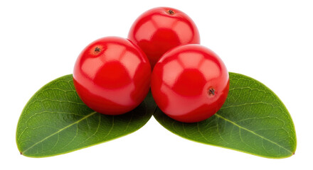 Isolated Cranberries with Leaves
