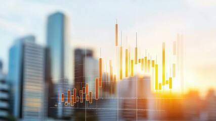 Financial chart stock market city skyline business growth investment trend modern sunset sunrise - Powered by Adobe