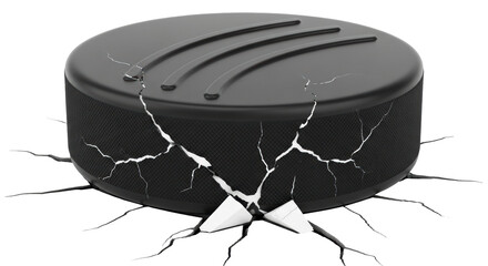 Isolated Broken Hockey Puck