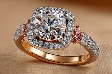 Beautiful diamond ring golden glow high resolution picture