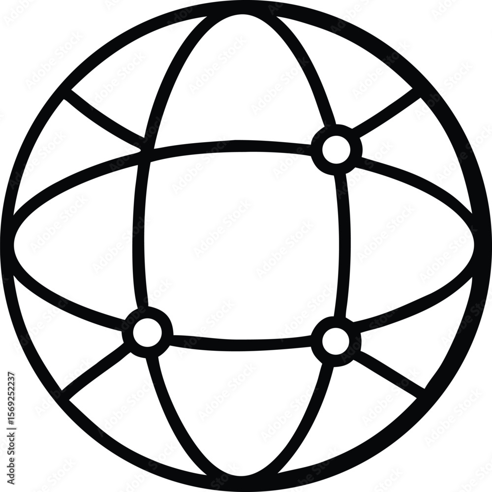 Poster abstract globe network connection symbol with nodes and lines