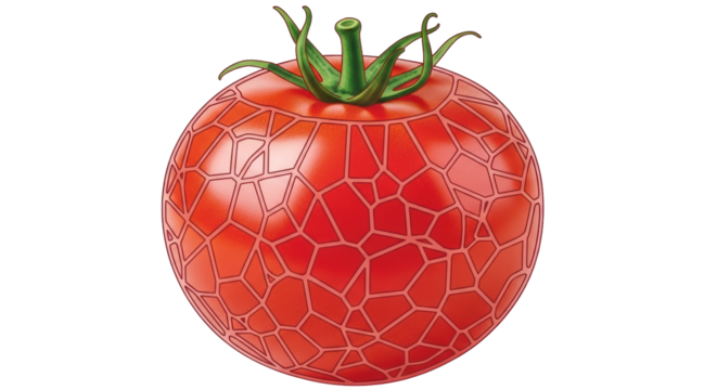 Isolated Red Tomato with Geometric Pattern