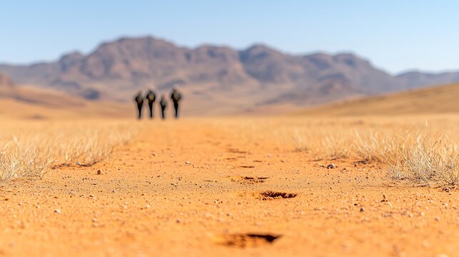 Desert Journey, Silhouettes on a Sandy Path