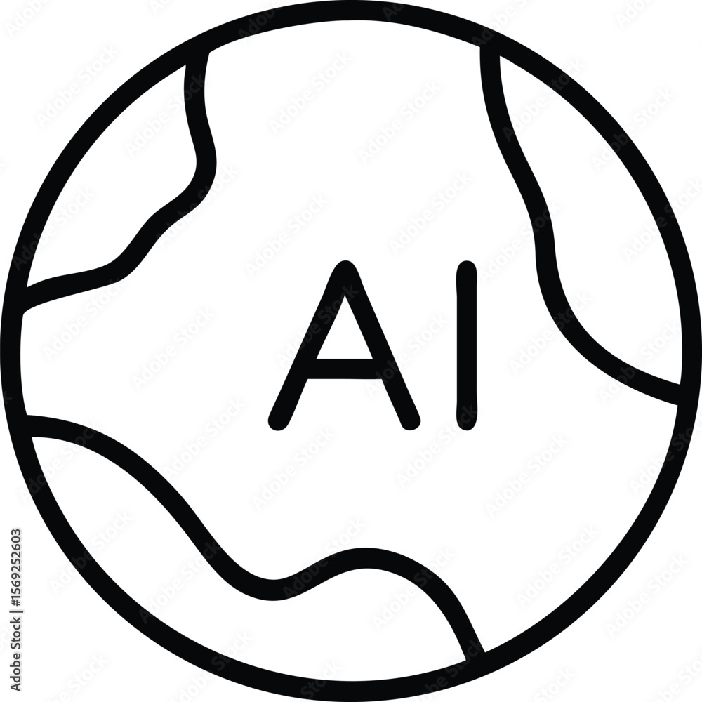Aufkleber global artificial intelligence concept icon with ai letters inside a planet shape