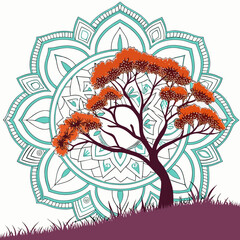 Obraz premium Abstract floral background with colorful flowers and nature-inspired elements