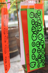 Tanabata festival (Star Festival) in Japan. Colorful paper tags called tanzaku with written wishes...