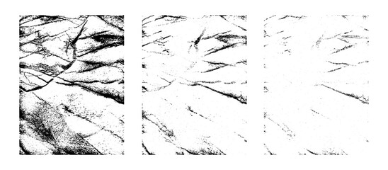 Cracked Line Texture Background Set for Distressed Overlay Effect, Abstract Scratch Surface, Vein Pattern Design, Damaged Grain, Dry Mud Style Fracture Noise, Grunge Static Vector Illustration