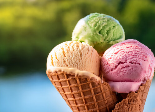 Sommer Eiscremekugel in einer Waffel, Summer Icecream in a Waffle, 