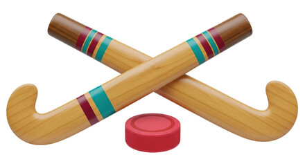 Isolated Hockey Sticks and Puck