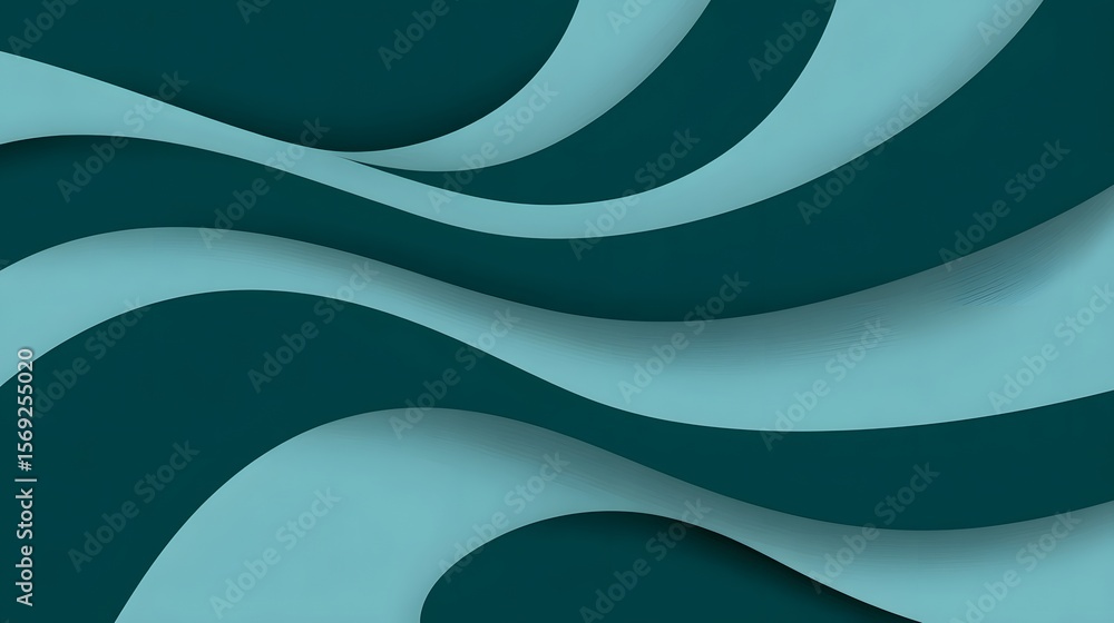 Poster flowing abstract waves in shades of blue and green. long_title:elegant flowing abstract curves and w