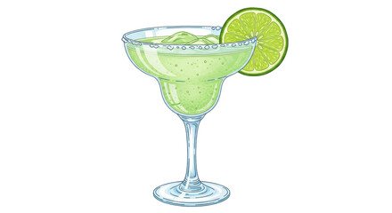 Isolated Margarita Cocktail with Lime