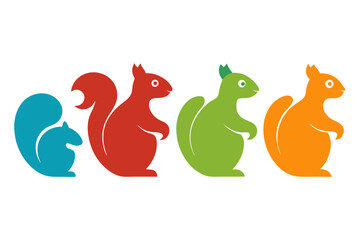set of Squirrel icon silhouette vector illustration