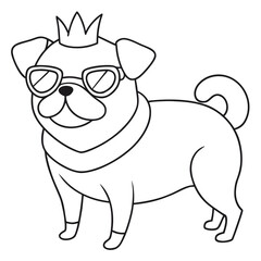 vector illustration of cartoon pug dog