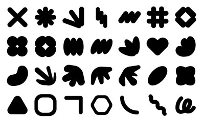 Abstract shape icon set. Solid style