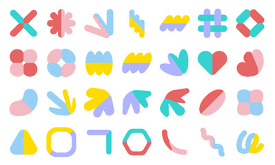 Obraz premium Abstract shape icon set. Flat color style