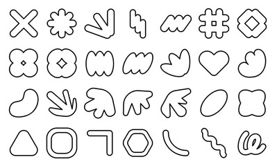 Abstract shape icon set. Line outline style