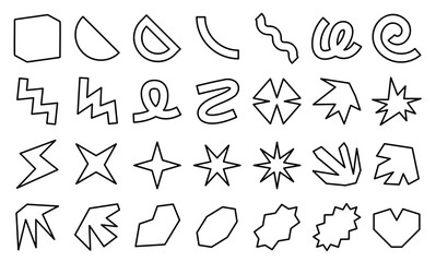 Abstract shape icon set. Line outline style