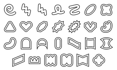 Abstract shape icon set. Line outline style