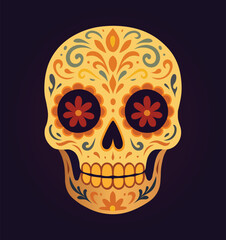 Festive Sugar Skull Illustration for Day of the Dead