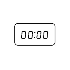 Digital clock icon in outline style showing midnight time