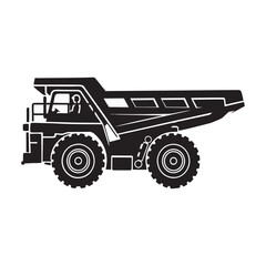 silhouette photo of dump truck with white background
