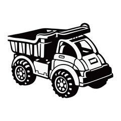 silhouette photo of dump truck with white background