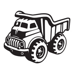 silhouette photo of dump truck with white background