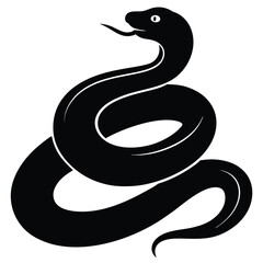 Fototapeta premium Coiled Snake Silhouette Vector Illustration for Graphic Design and Creative Projects