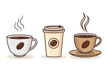 Obraz premium Vector coffee icons Free Vector isolated background 
