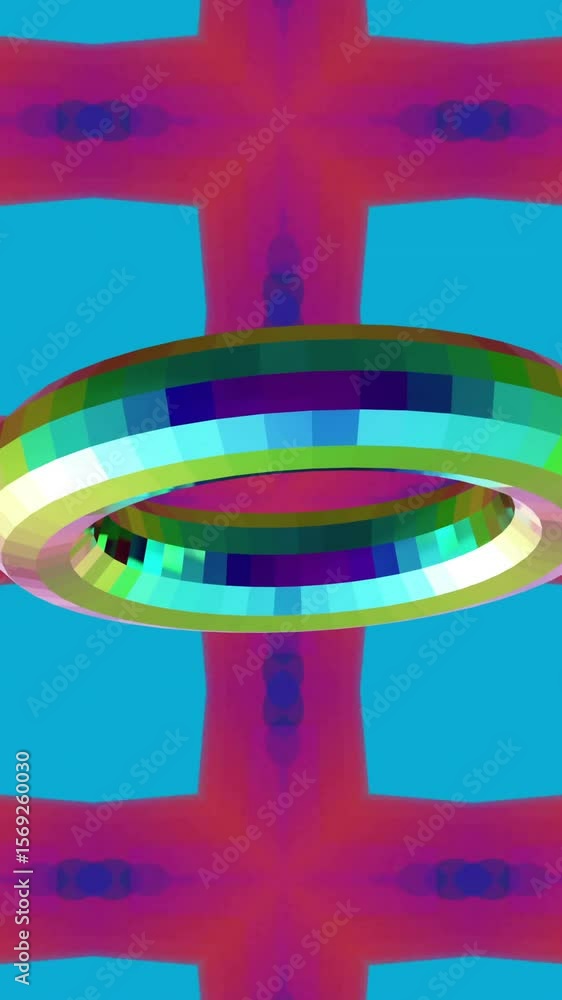 Aufkleber rotating colorful ring animation over geometric patterned background