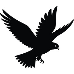 Fototapeta premium Falcon Silhouette Swooping Down in Hunting Position Vector Illustration Design