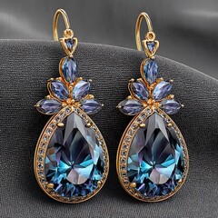 Blue violet gem drop earrings high resolution picture