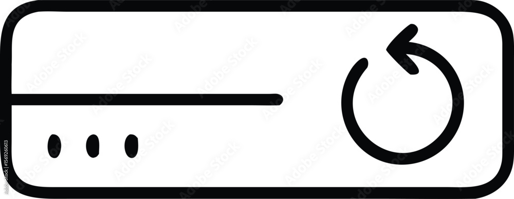 Poster Simple black line icon of a device with a refresh or reload symbol