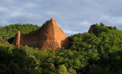 The unique landscape of Las Medulas in Galicia, Spain, shaped by gold mining activities of the ancient Romans