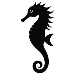 Obraz premium Minimalist Seahorse Silhouette Vector Illustration in Vertical Format for Graphic Design