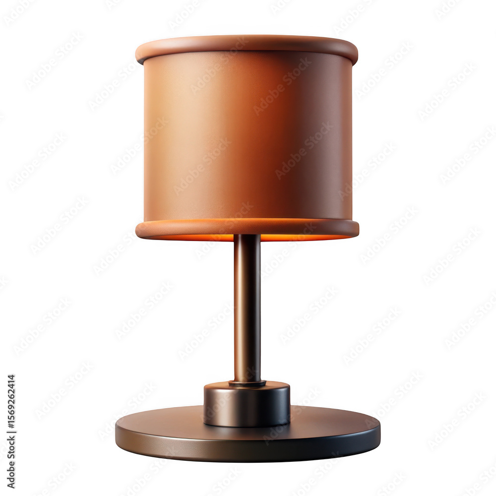 Poster 3d realistic table lamp render modern brown shade isolated on transparent background