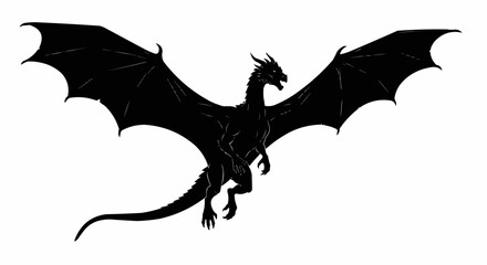 Flying Dragon Silhouette Vector – Fantasy Creature Art