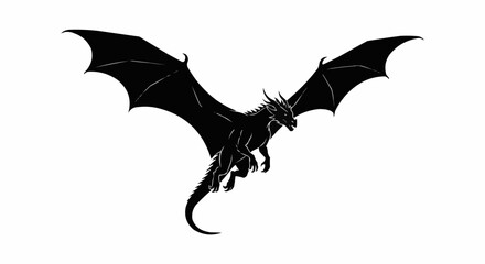Flying Dragon Silhouette Vector – Fantasy Creature Art