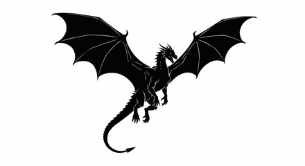 Flying Dragon Silhouette Vector – Fantasy Creature Art