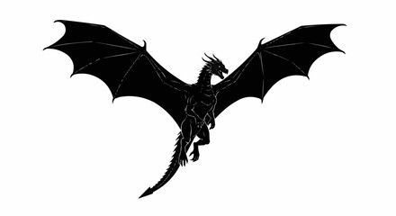 Flying Dragon Silhouette Vector – Fantasy Creature Art