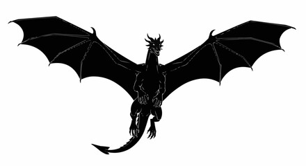Flying Dragon Silhouette Vector – Fantasy Creature Art