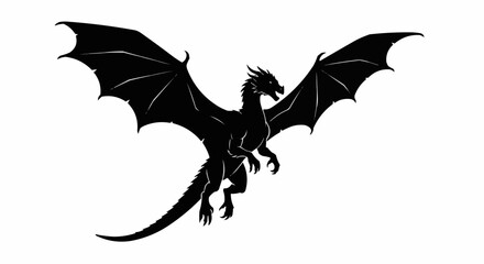 Flying Dragon Silhouette Vector – Fantasy Creature Art