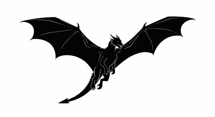 Flying Dragon Silhouette Vector – Fantasy Creature Art